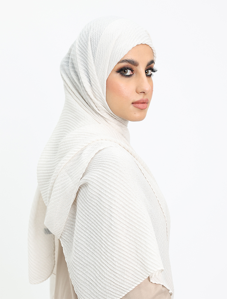 Ivory Crinkle Lurex Hijab